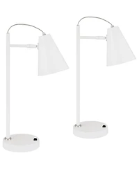 360 Lighting Chase 23" High Small Modern Desk Lamps Set of 2 Usb Port Metal Home Office Living Room Charging Bedroom Bedside