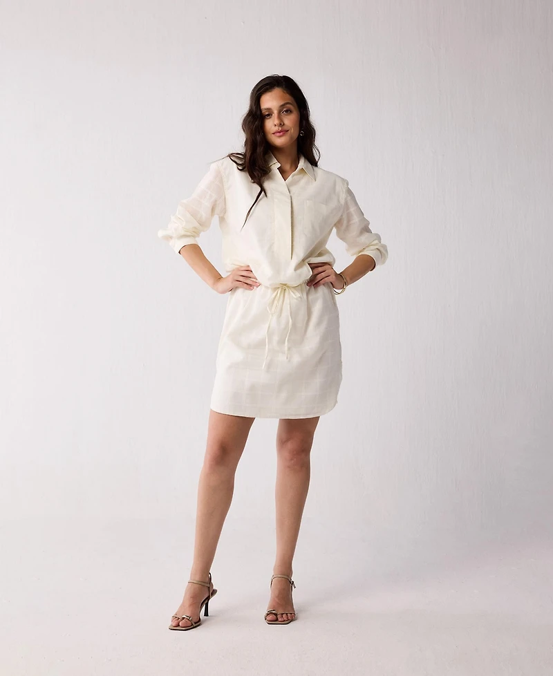 Reistor Women's Oversized Shirt Dress with Drawstring