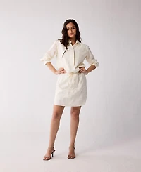 Reistor Women's Oversized Shirt Dress with Drawstring