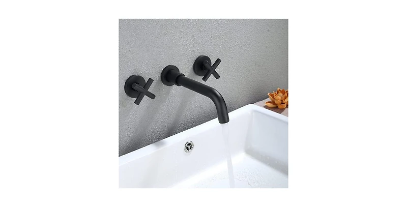 Busdays Wall Mount Bathroom Sink Faucet, Single-Handle Wall Faucet for Vessel Sink, Modern Design