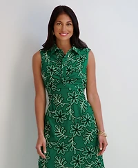 Kensie Women's Novelty Corded Woven Collared Midi Dress