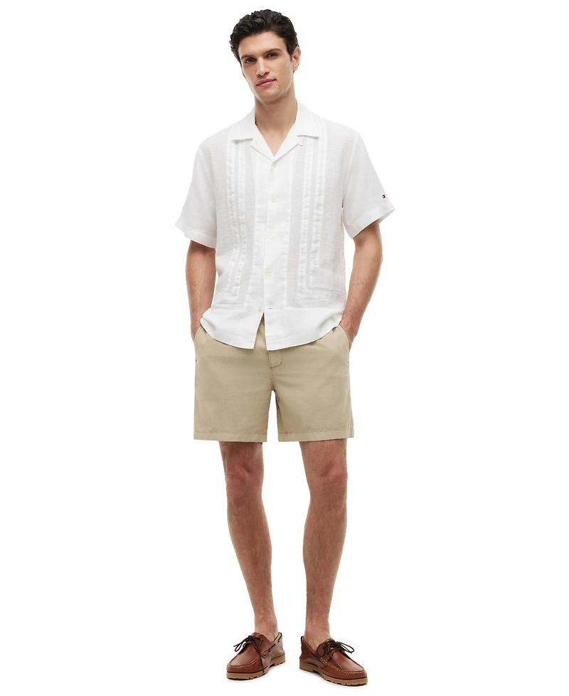 Tommy Hilfiger Men's Linen Mesh Structured Short-Sleeve Shirt