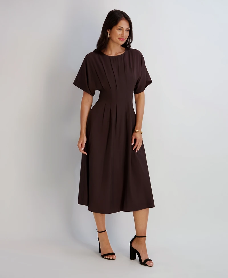 kensie Women's Dolman-Sleeve Cinched-Waist Midi Dress