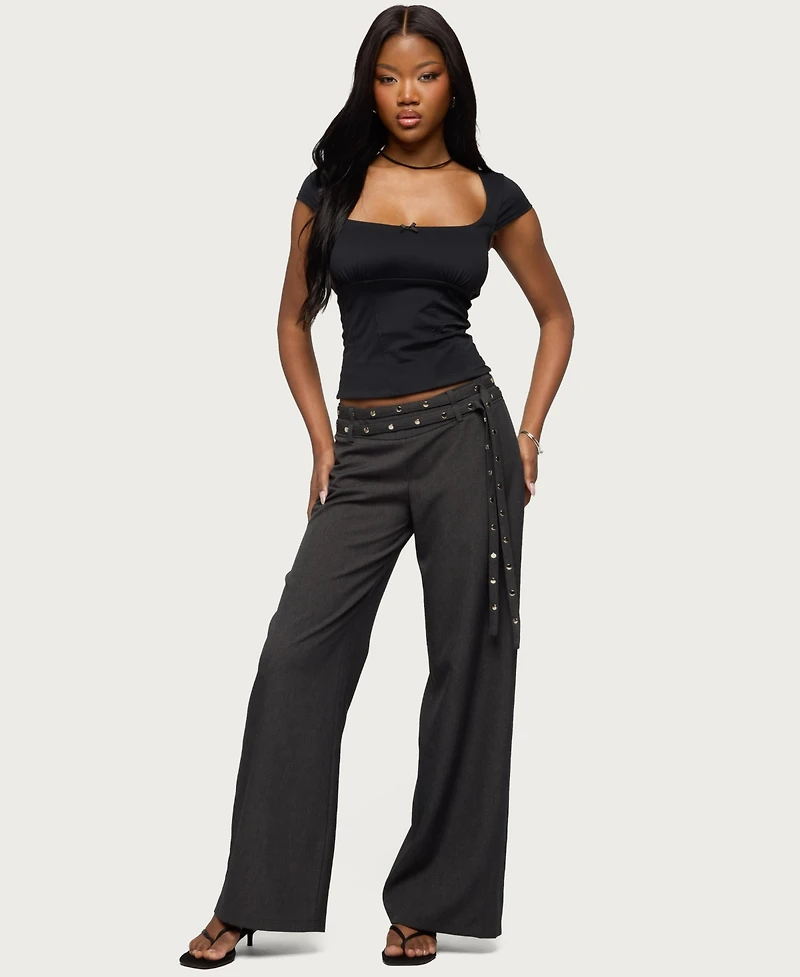 Edikted Women's Cruz Double Belt Baggy Tailored Pants