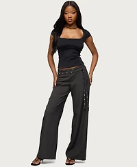 Edikted Women's Cruz Double Belt Baggy Tailored Pants