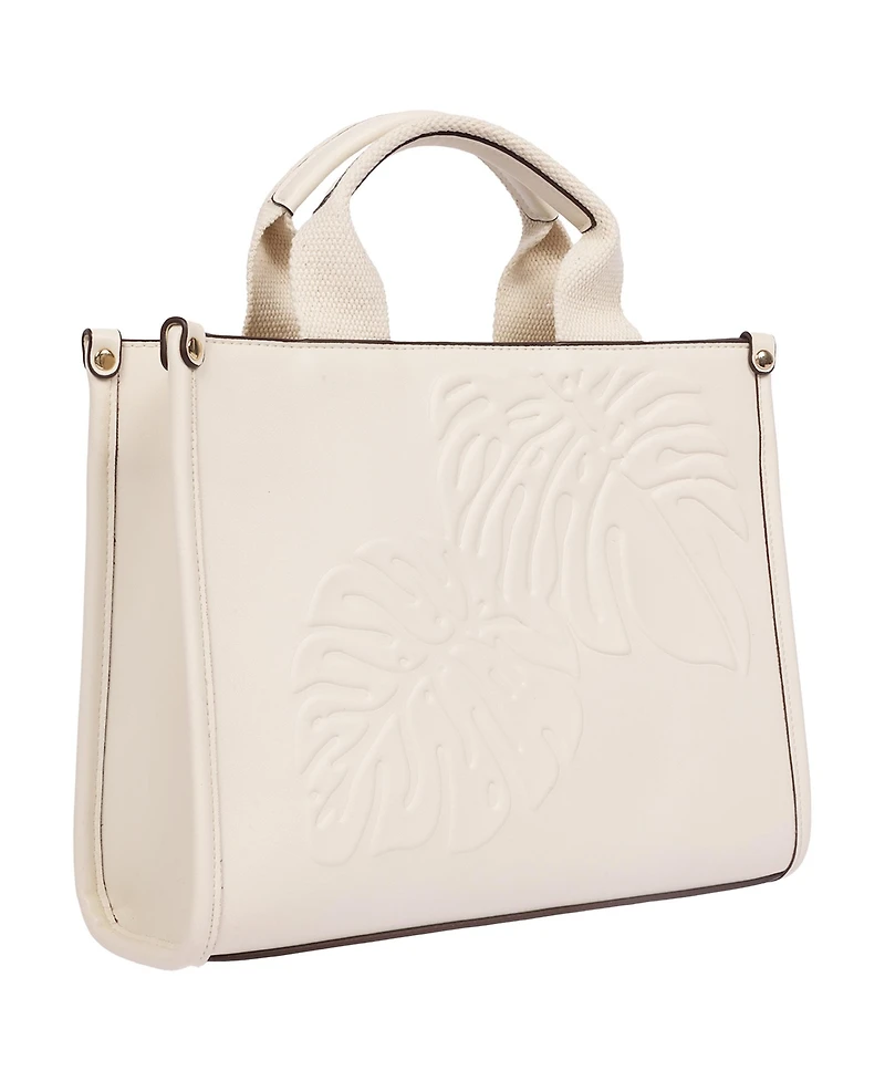 Tommy Bahama Darcy Leaf Motif Medium Tote – Embossed Pu Convertible Top Handle and Crossbody Bag