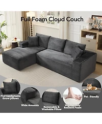 Gaomon Cloud Sectional Couch with L-Shape Chaise- Modern Plush Corduroy Sofa for Living Room