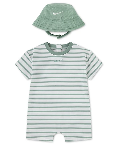 Nike Baby Boys Short Sleeve Romper with Bucket Hat