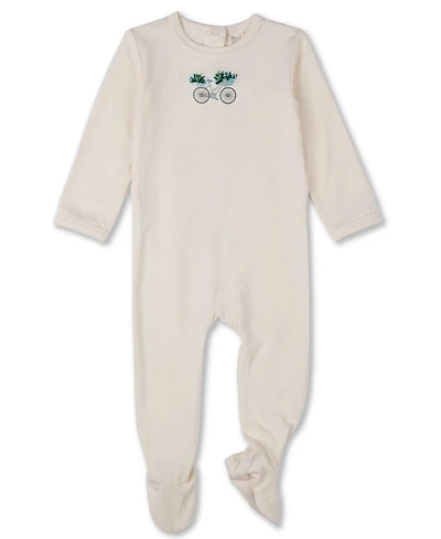 MeMoi Baby Girls "Bicycle Basket of Blooms" Embroidered Footie