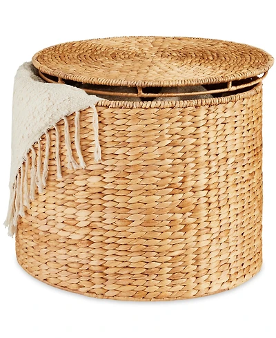 Best Choice Products Large Round Storage Ottoman W/ Lid, Handwoven Water Hyacinth Footstool