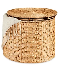 Best Choice Products Large Round Storage Ottoman W/ Lid, Handwoven Water Hyacinth Footstool