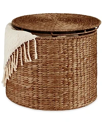 Best Choice Products Large Round Storage Ottoman W/ Lid, Handwoven Water Hyacinth Footstool