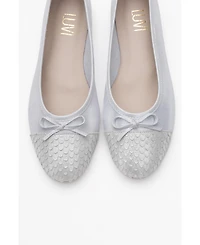 Forever and Always Shoes Copos Leather Bow Cap Toe Ballet Flat
