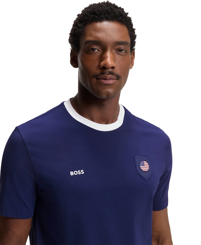 Boss by Hugo Men's Stretch-Cotton Usa Country Flag Logo T-Shirt