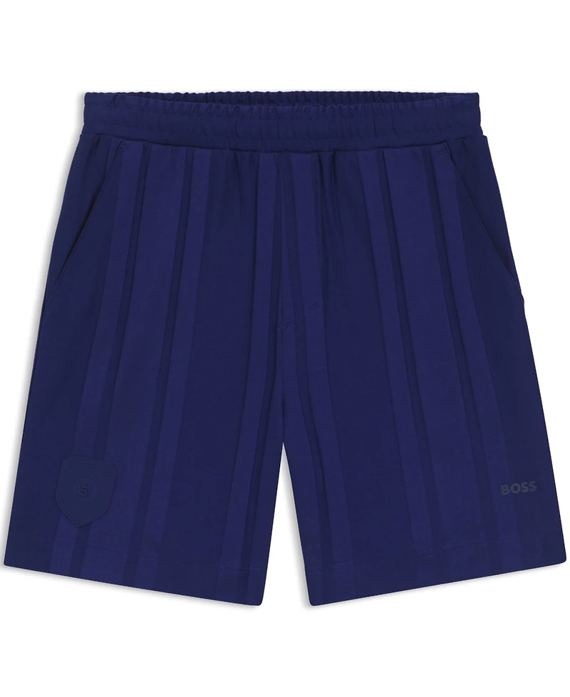 Boss by Hugo Men's Cotton-Jersey Lustrous Stripe Shorts