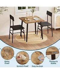 gaomon Dining Table Set for 2, Wood Kitchen Table with 2 Upholstered Chairs, Space-Saving Kitchen and Dining Room Furniture for Small Spaces