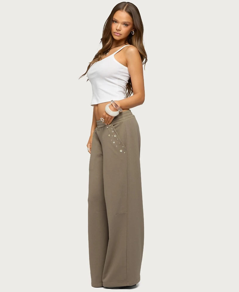 Edikted Women's Zania Iridescent Button Sweatpants