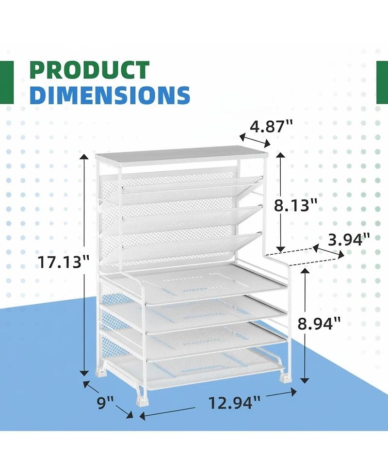 Yigii 7 Tier Desk File Organizer 2 Pack Letter Tray Paper Mesh Office Home School