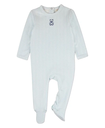 MeMoi Baby Girls "Snuggly Bear" Chevron-Printed Cotton-Rich Footie