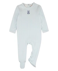 MeMoi Baby Girls "Snuggly Bear" Chevron-Printed Cotton-Rich Footie