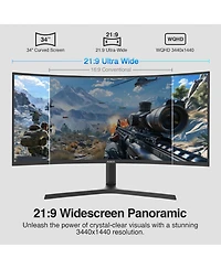 Z-edge Agex Series AG34P 34" Uwqhd 3440x1440 21:9 Ultra-Wide 240Hz 1ms Curved Gaming Monitor