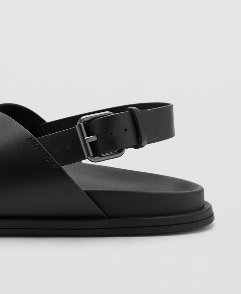 Mango Men's Crossed Straps Leather Sandals