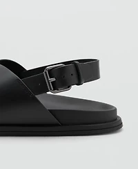 Mango Men's Crossed Straps Leather Sandals
