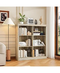 gaomon 3-Tier 6-Cube Bookcase, Wooden Cubby Bookshelf with Anti-Tip, Open Storage for Living Room, Bedroom, Office.
