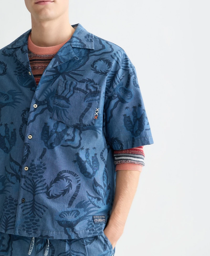 Scotch & Soda Men's Chambray Printed Shirt