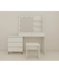 Flynama Elegant Modern Wooden Nightstand with 2 Drawers Natural Finish Bedside Table for Bedroom Living Room