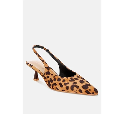London Rag Women's Inana leopard Slingback Kitten Heels