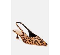 London Rag Women's Inana leopard Slingback Kitten Heels