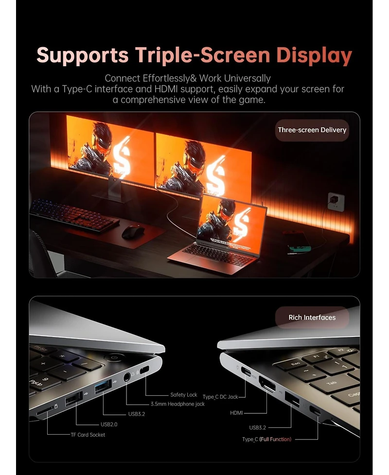 Acemagic RX16 Amd Ryzen 7 H255 Laptop,16GB Ram+512GB Ssd