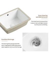 Busdays 16 Inch Rectangle Undermount Bathroom Sink Under Counter Vanity Sink Opening Size White Porcelain Basin Sink Para Banos