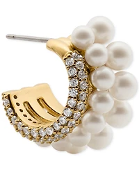 kate spade new york Cubic Zirconia & Imitation Pearl Girlie Pearlie Stacked Huggie Earrings