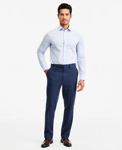 Tayion Collection Men's Classic-Fit Blue & Red Plaid Suit Separate Pants