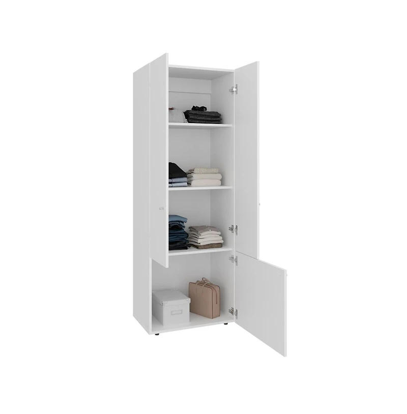 Flynama Armoire 66.9 Inch High 3 Doors 3 Shelves Bedroom Storage Cabinet with Spacious Internal Shelving