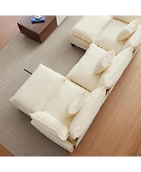 gaomon 112" U-Shaped Modular Sectional Sofa, Deep Seat Cloud Couch with Chenille and Corduroy, 2 Ottomans and Armrests