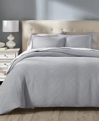 Charter Club Lattice Medallion Gray 3-Pc. Comforter Set