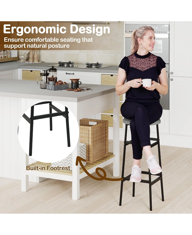 Gymax Bar Stools Set of w/ Sturdy Metal Frame and Footrest for Kitchen Island