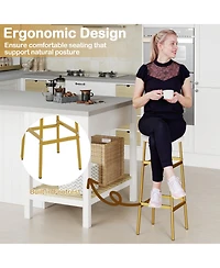 Gymax Bar Stools Set of w/ Sturdy Metal Frame and Footrest for Kitchen Island