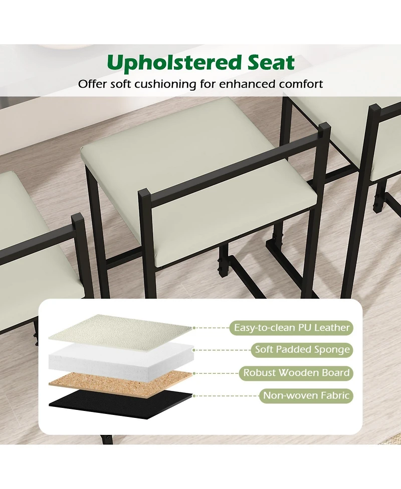 Gymax 26'' Stackable Counter Height Bar Stools Set of w/Back Metal Frame and Footrest