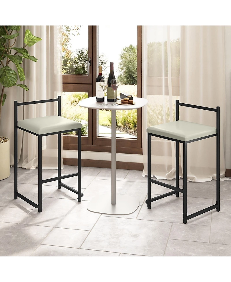 Gymax 26'' Stackable Counter Height Bar Stools Set of 4 w/Back Metal Frame and Footrest
