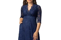 Kiyonna Women's Maria Lace A-Line Evening Gown with Pockets