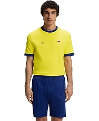 Boss by Hugo Men's Stretch-Cotton Colombia Country Flag Logo T-Shirt