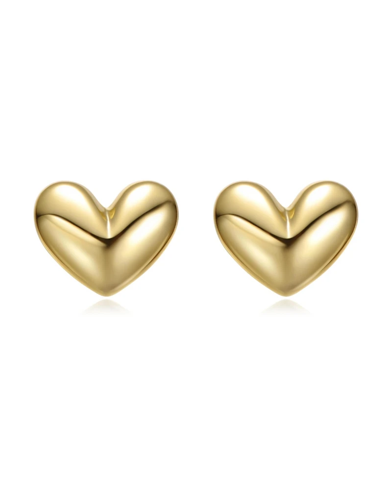 GiGiGirl Minimalist Heart Stud Earrings White Gold Plated, 14K or 18K Rose Plated