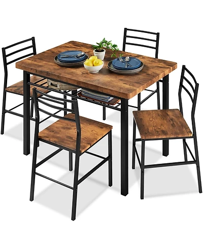 Best Choice Products 5-Piece Modern Dining Set, Kitchen Table W/ 4 Matching Chairs and Storage Rack