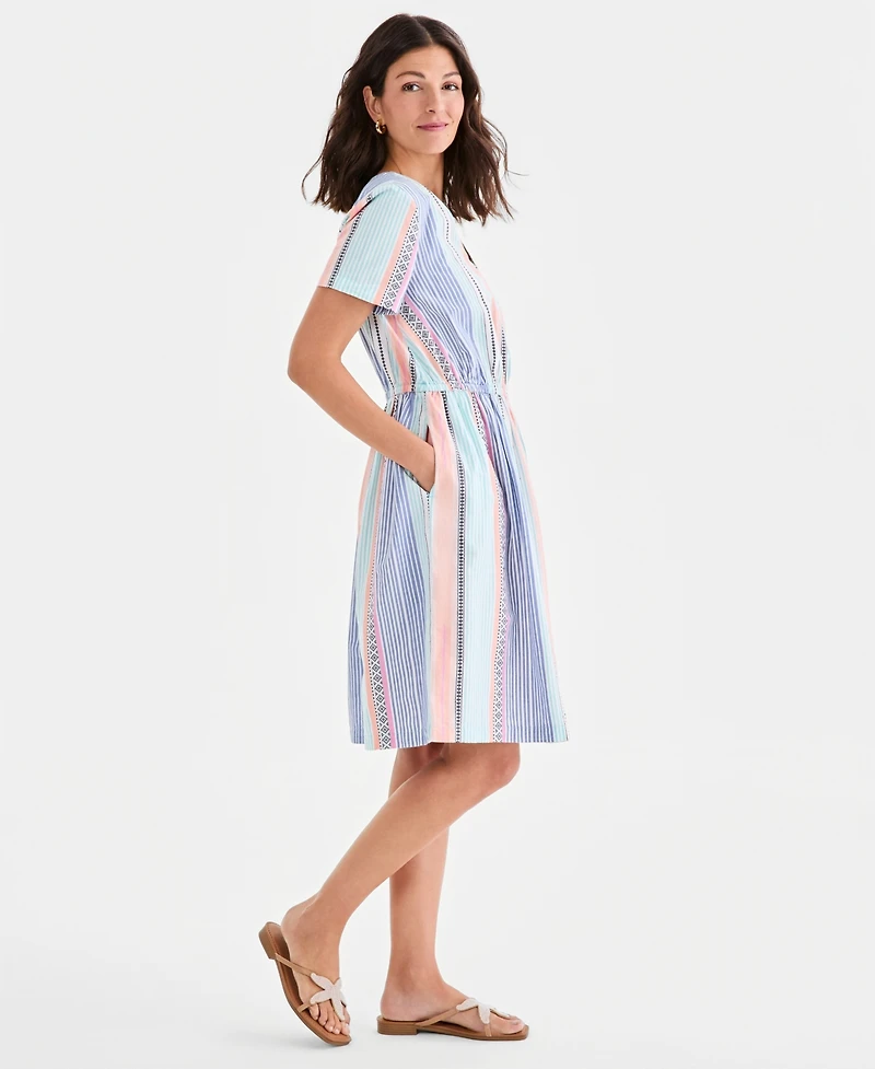 Style & Co Women's Printed Cotton V-Neck Dress, Macy's Exclusive
