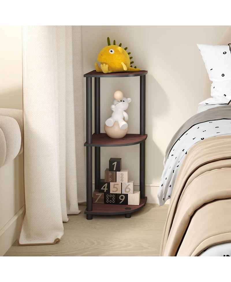 Homlux 3 Tier Decorative Corner Bookshelf Display Rack, Dark Cherry