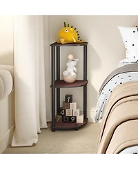Homlux 3 Tier Decorative Corner Bookshelf Display Rack, Dark Cherry